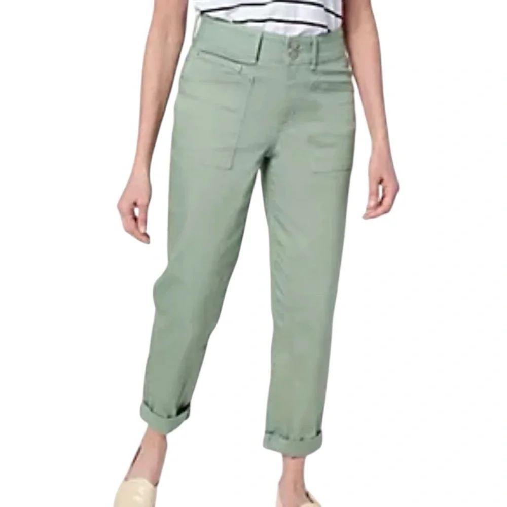 LOGO Straight Leg Pants Women 22W Sage Green Utility Patch Pocket Lori Goldstein
